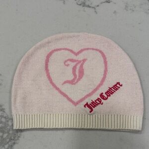 Juicy Couture Cream and Pink Beanie